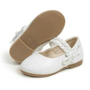 Toddler Dress Girls Shoes Mary Jane White Soft Flat Princess Shoes for Little Kids